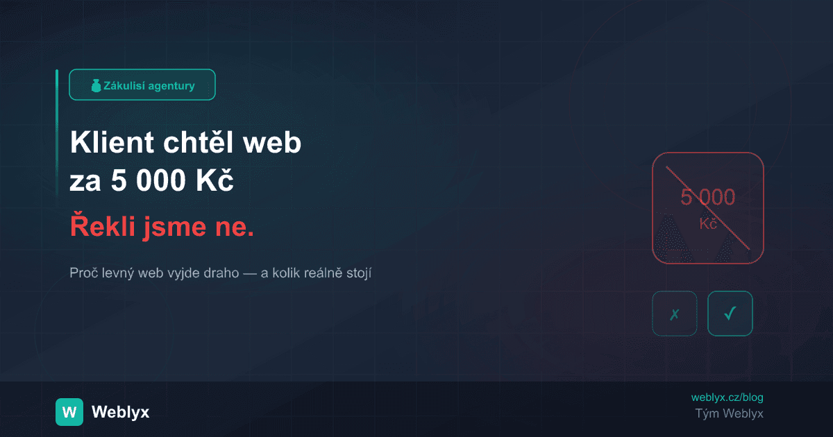 Klient chtěl web za 5 000 Kč — řekli jsme ne. Tady je proč.