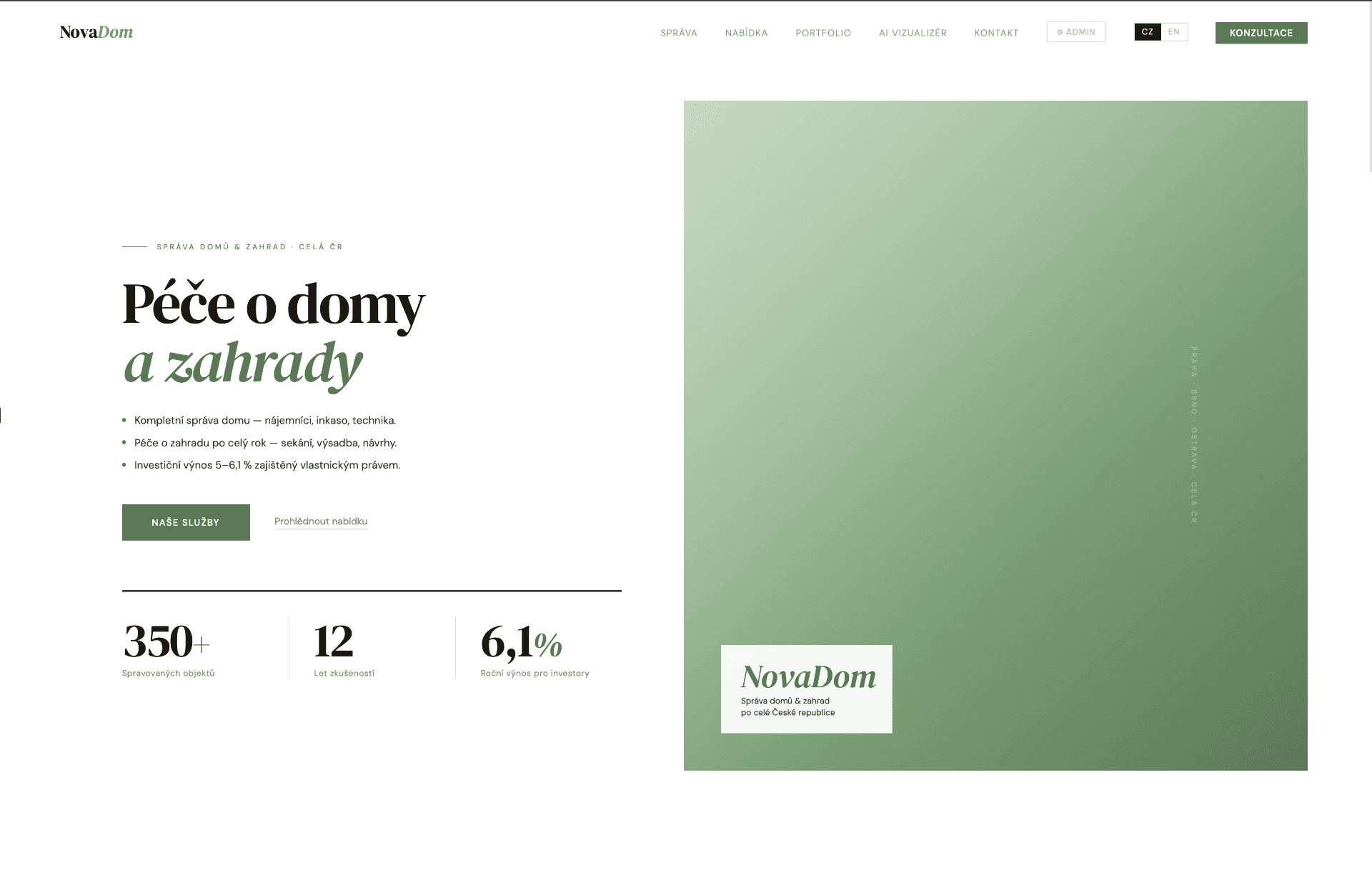 NovaDom – web pro správu nemovitostí, pronájem, prodej a investice